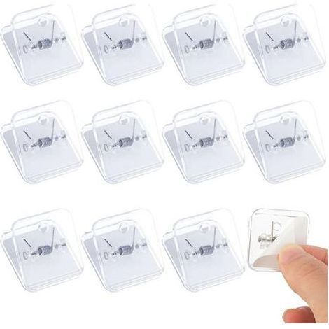 Filiyano-Lot de 12 clips adhésifs double face pour papier peint, rideaux de douche, porte-drapeaux, clips à ressort pour bureaux, affiches, salles de (1/5)