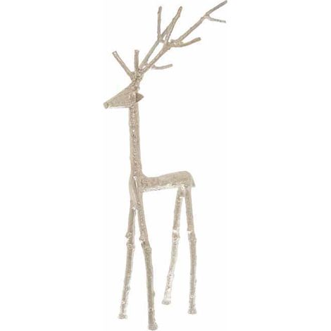 Standing Stag Ornament - Metal - L16 x W30 x H56 cm - Silver