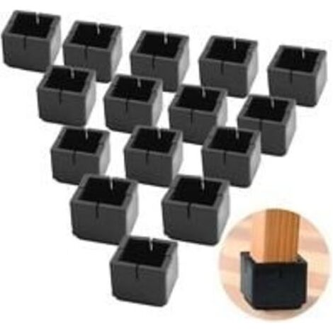 24Pcs Carré Protege Pied de Chaise Protège Jambes Table et Chaise PVC Capuchons Carrés avec Feutre Protege Pied de Chaise Carre Noir pour Jambes de Chaise Jambes de Table Jambes de Sofa 30-35mm