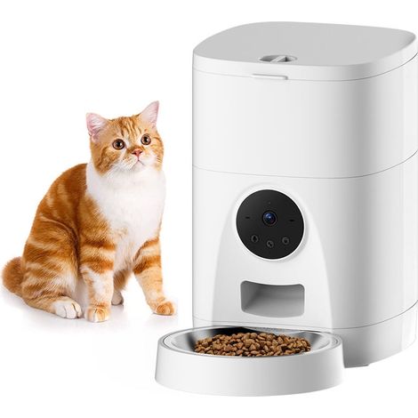 Caméra intelligente 4L avec enregistrement vidéo, contrôle Wi-Fi et télécommande pour distributeur automatique de nourriture pour chats et chiens