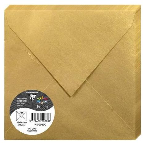 Enveloppe - CLAIREFONTAINE - Pollen - 120g - 165x165 mm - paquet de 20