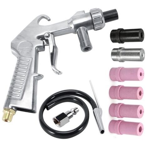 Pistolet de Sablage, sableuse, Aluminium Pistolet Sablage, Kit Sablage avec Tuyau en Caoutchouc, avec Buses de Différents Calibres un Raccord d'air pour le Sablage (1/5)
