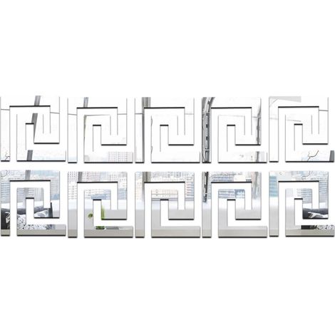 GROOFOO Revêtement Mural 3D en Acrylique Cristal à Effet Miroir,avec Lignes Saillantes,Respectueux de l'Environnement,pour Plafonds et Frises - 10 Pièces par Set (Argent) (1/3)