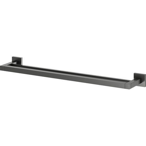 Colore Vector Gunmetal Grey 600mm Wall Mounted Double Towel Rail (1/5)