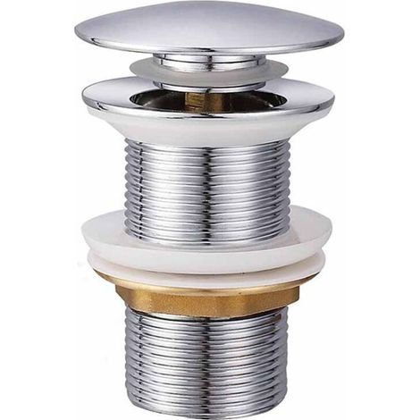 Siphon de Lavabo avec Bouchon Pop-up Extensible et Filtre, Trop-plein Intégré, Évacuation Universelle G1 1/4 en Laiton Chromé