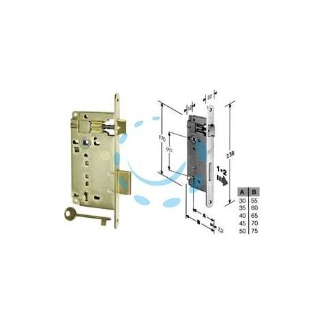 SERRATURA A BUSSOLA PATENT DA INFILARE BORDO TONDO OTTONATO - mm.45 (B.00591.45.03)