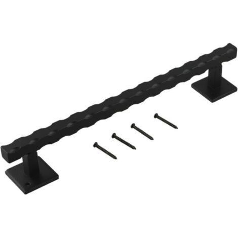 Poignée de porte coulissante rustique de 30,5 cm en métal noir de style industriel pour intérieur ou extérieur, armoire, porte de garage (1/5)