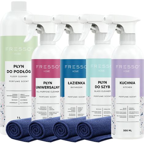 Kit de productos de limpieza líquidos Fresso para el hogar, el baño y las ventanas de la cocina. (1/5)