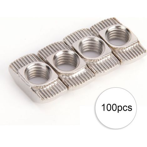 100 pièces écrou à fente en T nickelage attaches coulissantes en acier au carbone pour profilés en aluminium (M8) (1/5)