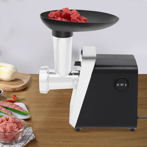 Tritacarne 1000W con accessorio per biscotti e pasticcini 3 dischi metallici Avanti/indietro Insaccatrice Collo e coclea metallici (1/5)