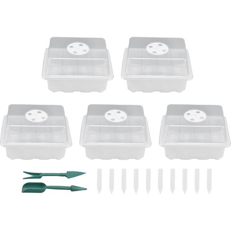 Kit de 5 bacs de semis avec 12 trous d'aération, boîte de démarrage robuste pour plantation (1/5)