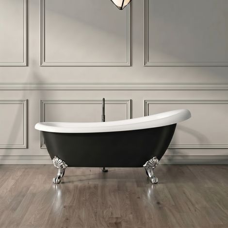 Bañera con patas RICHMOND NEGRA  171 cm patas ÁGUILA CROMADAS