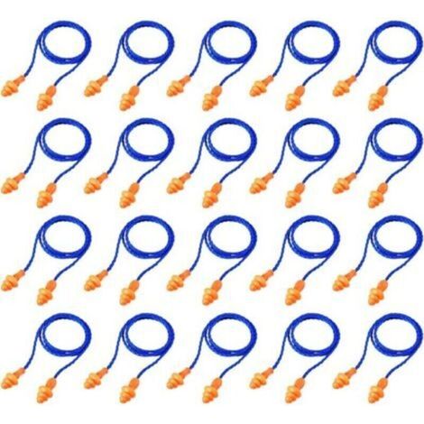 Bouchons d'oreilles filaires Ulisem, 20 paires, réutilisables, en silicone, antibruit, pour dormir, protection auditive, bleu (1/4)