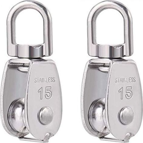 Einzelne Umlenkrolle – Edelstahl 304 – Maximale Traglast 35 kg – Zum Heben von Seilen, Wäscheleinen, Zelten und Gartengeräten – 1 Stück (1/5)