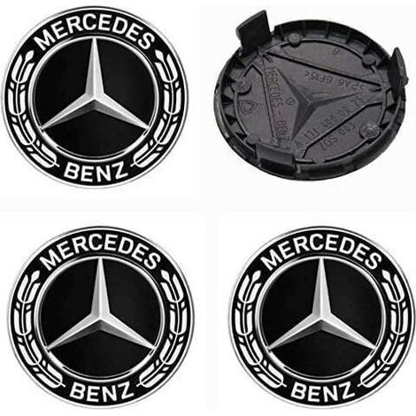 4 pièces Cache Moyeux Compatible with Mercedes Benz 75mm Cache de Roue Centrale ABS Accessoires de Voiture,A Type, Ensoleillé (1/4)