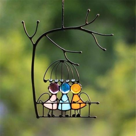 Angel - Stained Glass Window Hanging - Decorative Suncatcher for Home Interior - Pair (1/5)