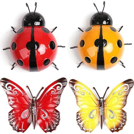 Papillon en métal pour jardin, art mural extérieur, décoration murale en fleurs pour terrasse ou jardin
