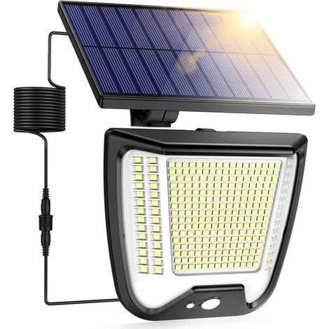Solaire Exterieur Mouvement Detecteur Lampe: 288 LED Eclairage Puissant Lumiere Extérieur Solaire de 3 Mouvement Détection Mode IP65 Étanche Éclairage Exterieur avec Câble 5M (1/5)