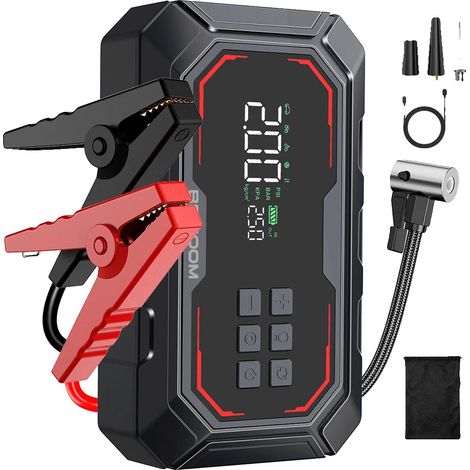 Démarreur de voiture, compresseur d'air portable, batterie externe 12V, 80.66wh AUCUN sac (1/2)