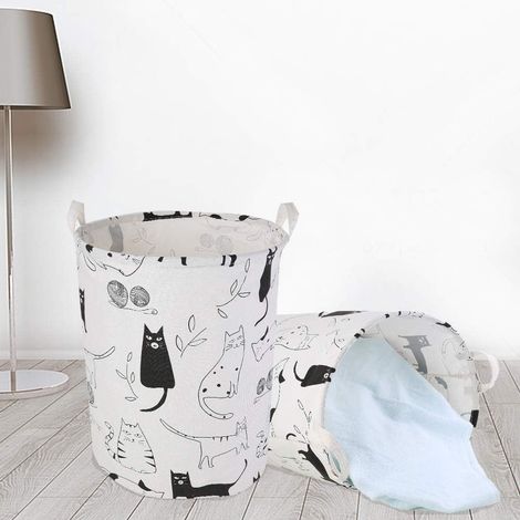 Panier de rangement pliable en tissu coton lin pour linge sale, grand format, imperméable. Boîte de rangement. (1/4)