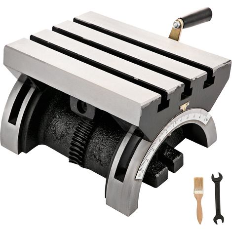 Neigbarer Frästisch 25,4 x 17,8 cm, einstellbarer Winkel 0-80°, mit 3 T-Nuten und verstellbarer Kurbel, robust. (1/5)