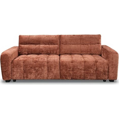 Canapé convertible avec coffre 3 places en velours chiné terracotta RALYA (1/5)