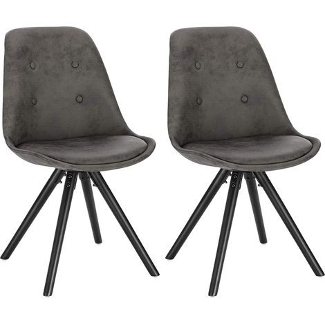 Lot de 2 Chaisess de salle à manger WOLTU, Chaises de cuisine, Siège en tissu scientifique, Pieds en bois massif, Anthracite (1/4)