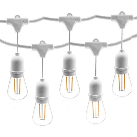 Catena Luminosa Bianca Decorativa Vintage 10m Stringa 10 Portalampade Gazebo