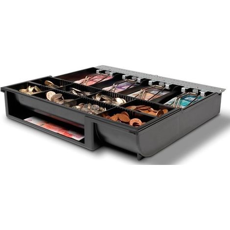 Safescan 4141T1 Gaveta ajustable para el cajón portamonedas - Gaveta caja dinero con 4 apartados para billetes y 8 para monedas - Compatible con cajas registradoras Safescan SD-4141 y HD-4141S