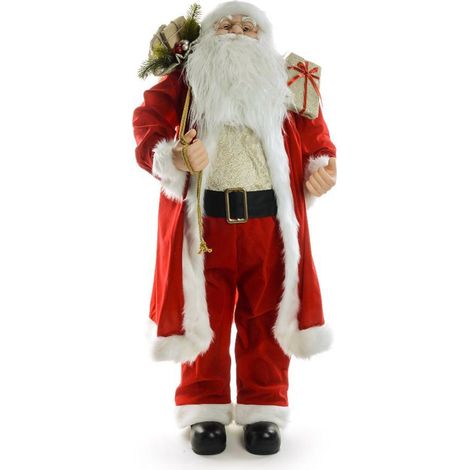 Babbo Natale, colore Rosso e Bianco, con regali, in pet e poliestere decorazione natalizia -90 cm (1/3)