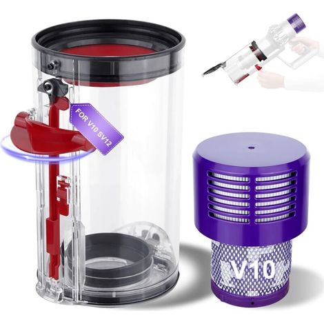 Poubelle Collecteur Réservoir pour Dyson V10 SV12 SV13 SV27 Filtre Bac à Poussière Cuve Pièces Détachées Accessoires Conteneur Filtrante Rechange pour Dyson V10 Aspirateur Accessoires Dustbin (1/5)