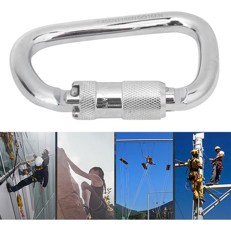 Mousqueton de sécurité en acier 40Cr 45KN forme D pour escalade et travaux en hauteur (1/4)
