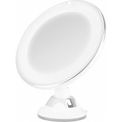 Orbegozo ESP 1010 - Specchio cosmetico con luce LED, regolabile a 360 gradi, ingrandimento 10x, ventosa regolabile, vetro ottico, funzionamento a batteria, grigio, bianco (1/5)