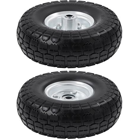 Homevive 2pcs Ruedas Carretilla Maciza 255mm Llanta Neumáticos de Goma para Carros Carrito de Jardinería, Eje de 16 mm