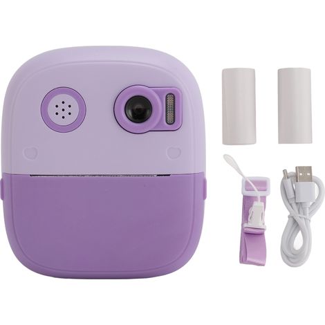 Ortviai Appareil Photo Instantané pour Enfants avec Écran IPS 2,4", Double Objectif 1080P, Zoom Numérique 8x, Impression Immédiate, Violet
