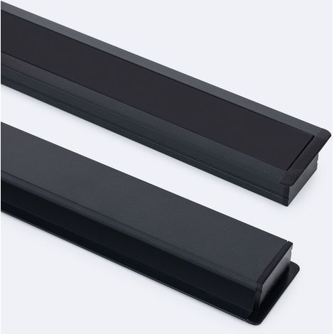 Profilo Alluminio da Incasso per Striscia LED fino a 25mm con Coperchio Continuo Nero 2 m Nero traslucido (1/4)