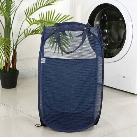 Grand Panier à Linge Panier à Linge Pliable Pliable Filet Panier à Linge Pliable Pop-Up Panier à Linge Pliable avec Poignée Panier Gain de Place Bleu Marine (1/5)