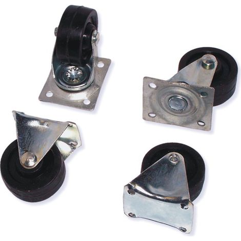 4 Roues Caoutchouc - Métal D. 40 mm dont 2 Fixes, 2 Pivotantes Charge max. 70 kg - 598140 - Beast (1/3)