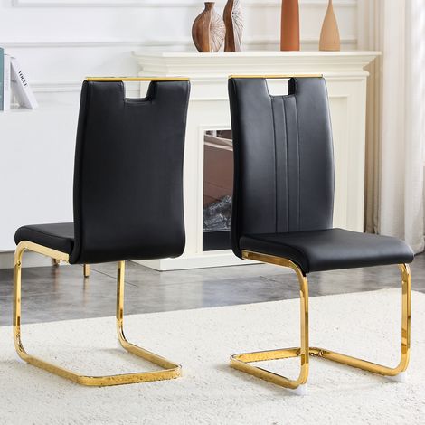 Lot de 2 chaises arquées noires en PU – parfaitement intégrées aux intérieurs industriels et modernes (1/5)