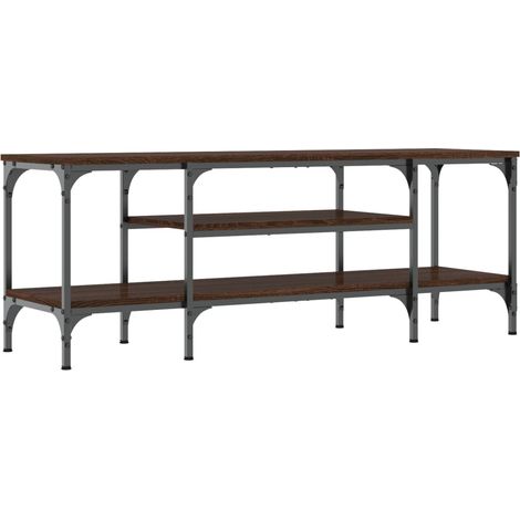 Mobile TV multimediale scaffale per televisione televisione buffet sala da pranzo soggiorno camera da letto rovere 121 x 35 x 45 cm derivati del legno e ferro marrone 020027160