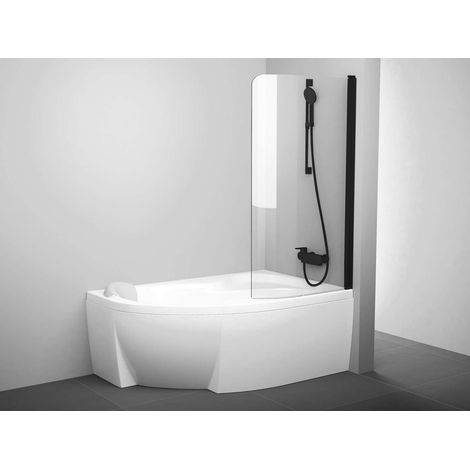 Ravak Rosa - Badewannenabtrennung CVSK1-160/170 P, 100 x 150 cm, schwarz/klares Glas 7QRS0300Y1 (1/2)