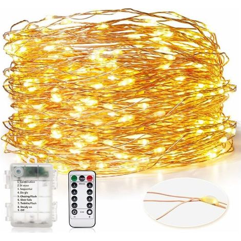 Guirlande Lumineuse Pile, 30M 300 Led Guirlande Lumineuse Batterieexterieur Intérieures Imperméable Fil Cuivre Lumières Blanches Chaudes Pour Mariage Champêtre Noël Anniversaire \u200b (1/5)