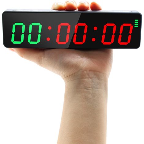 Minuteur Fitness, Portable Horloge Gym Timer, Aimant Puissant, Intervall Timer avec Batterie, Horloge Murale Numerique 12/24H Compte à Rebours/Chronomètre pour la Home/Gym/Garage (1/5)
