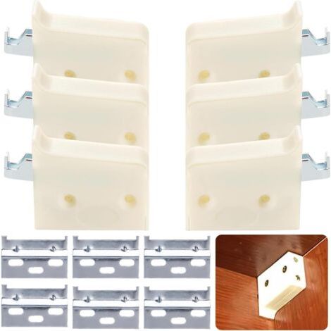 royaluxe-6 Pièces Suspensions D'armoire Réglables en Métal - Charge Maximale 60 kg - Avec Rail de Support, Pour armoires Suspendues et Armoires (Blanc Cassé)