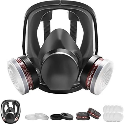 Masque respiratoire réutilisable complet pour le visage, masque à gaz, masque intégral avec filtre, masque industriel anti-poussière pour pulvérisation, ponçage, peinture, polissage (1/2)