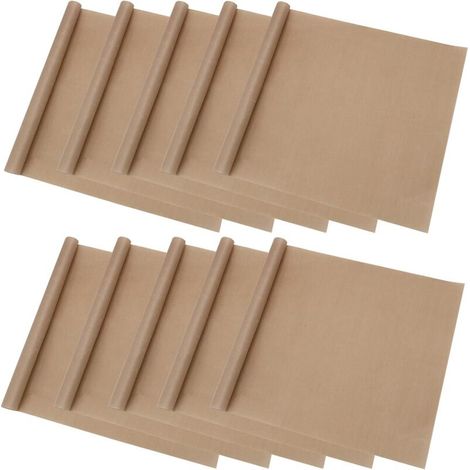 Lot de 10 plaques de cuisson en téflon, doublure de four antiadhésive réutilisable 30 x 40 cm pour cuisson au barbecue, transfert de chaleur, résistance à la chaleur jusqu'à 270 °C.
