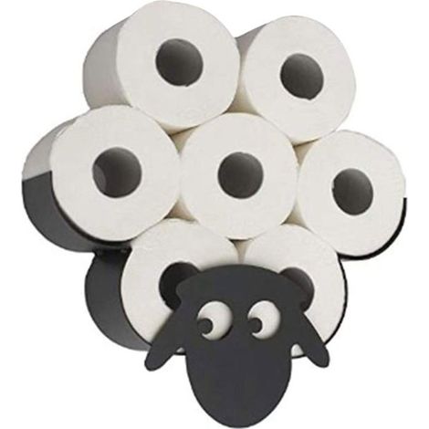 Porte-rouleau de papier toilette en métal noir en forme de mouton, support mural pour rouleau de papier toilette en forme d'animal (1/5)