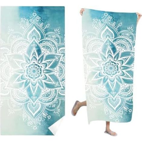 CSPARKV Serviette de Plage Microfibre 180x90 Anti Sable Drap de Bain Grande Taille Drap de Plage à Séchage Rapide pour Plage, Voyages, Piscine, Camping, Yoga,Bleu de Mer (1/5)