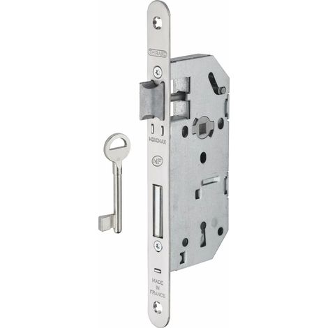 THIRARD - Serrure encastrable Monomax NF à clé pour porte de chambre, axe 40mm, bouts ronds, têtière inox, 1 clé - THIRARD (1/4)
