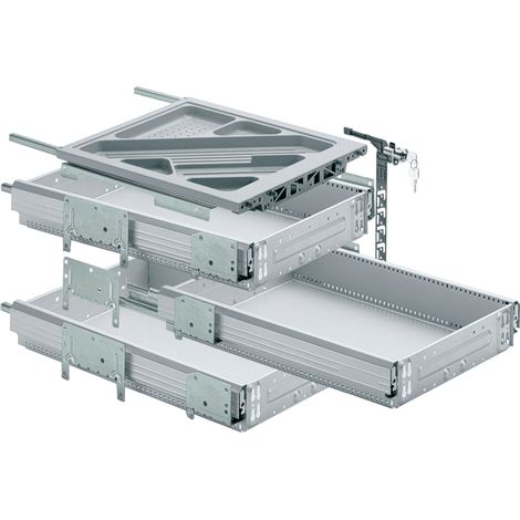 Hettich Container-Set mit Vollauszügen, Aluminium Optik, 730 mm (1/5)